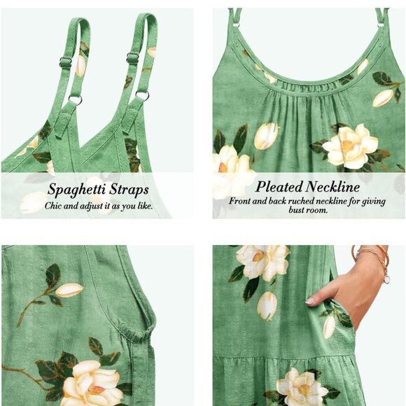 Summer Bohemian Floral Dresses for Women Spaghetti Straps Maxi Dress Casual Flow - Picture 5 of 5